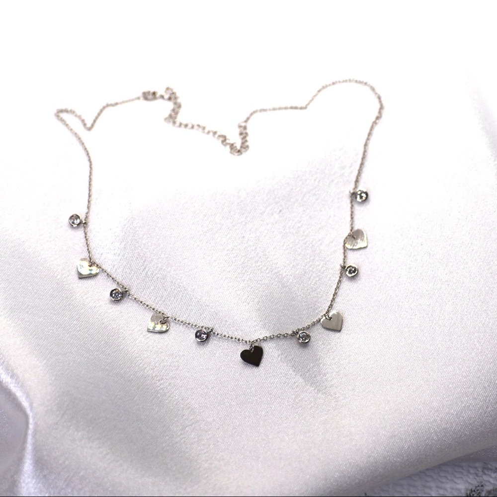 CZ Heart Choker Necklace With adjustable chain